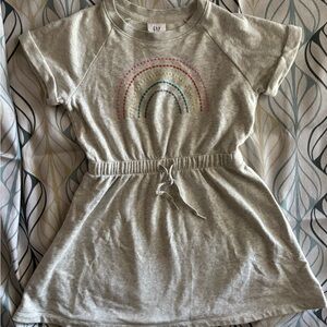 GAP Kids Light Gray Rainbow Dress. Soft sweatshirt fabric, elastic tied waist.